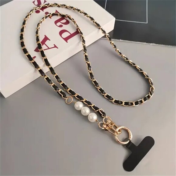 Accessories - Pearl Faux Leather Chain Mobile Phone Lanyard